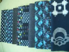 古布木綿絣はぎれ10枚㉑　アンティーク着物生地リメイク備後久留米絣藍染め雪ん子