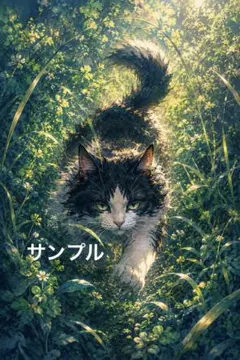 【一作限り】月夜の街を見つめる猫 B199｜猫アート　ハチワレ 一作限り】月夜の紫陽花とハチワレ猫 C903 猫 ハチワレ 長毛猫 紫陽花
