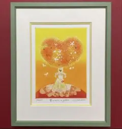 絵画・額縁・版画・青江 鞠・新品未使用・愛のかたちIN YELLOW・インテリアのサムネイル