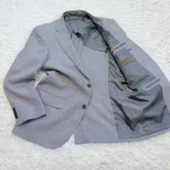y8700 美品✨スーツジャケット L グレー シングル 薄手 春夏用 ビジネス