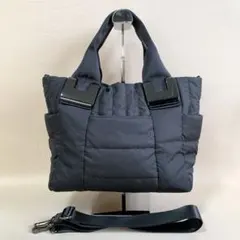 イアパピヨネ 《撥水》ショルダー付 樹脂パーツトートバッグ キルティング S 黒