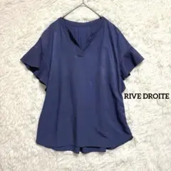 RIVE DROITE スキッパーネック フリル袖 プルオーバー ネイビー 上品のサムネイル