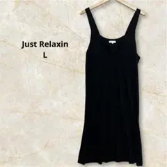 Just Relaxin ブラック ノースリーブワンピース Lサイズ Vネック