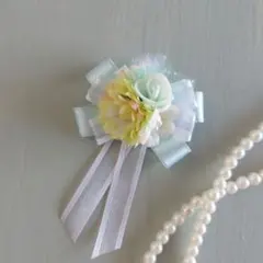 爽やかを詰めこんだリボン型　子ども　キッズ　コサージュ　ブローチ　入学式　入園式