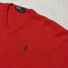 RALPH LAUREN ポロ ラルフローレン Vネック ラムウール 赤 L