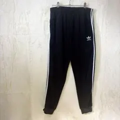 ち*ぃ様 adidas ブラック ジョガーパンツ サイドストライプ トレフォイル