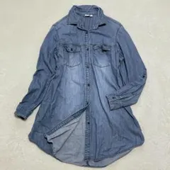 ユニクロ◇デニムシャツワンピース コットン カジュアル 大人シンプル L