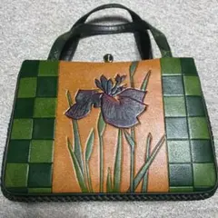 あやめ柄ハンドバック