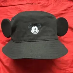 ミッキー 耳付き バケットハット ディズニーランド　黒色 ミッキーマウス 帽子