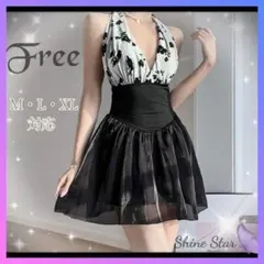 ドレス水着　ホワイトシルバーブラック　フリー　M　L　XL 新品未使用 チュール