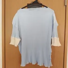 水色 プリーツ フレア袖 半袖トップスのサムネイル