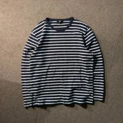 UNIQLO ボーダー カットソー 白 ネイビー 長袖 ロンT XL