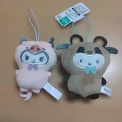 サンリオキャラクターズ　どうぶつ着ぐるみマスコット　クロミ　ポチャッコ