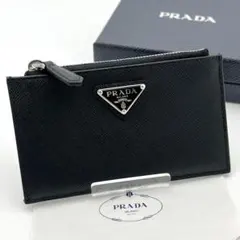 【極美品】プラダ サフィアーノ トライアングル フラグメントケース ブラック 黒