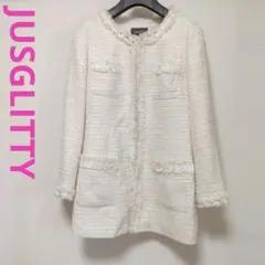 JUSGLITTY サイズ1 ジャケット ツイード ジャスグリッティ アイボリーのサムネイル