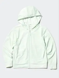 ユニクロ　エアリズムUVカットメッシュパーカ/マーブル柄　グリーン 140cm