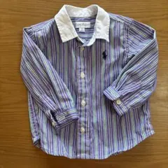 Ralph Lauren 襟付きシャツ 6M 紫と白と緑のストライプ