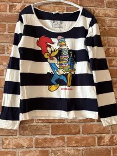 美品 ヒステリックグラマー ボーダー ヒスガール センターロゴ ロンT L CAMPAIGN LOGOワッペン ボーダーセーター|HYSTERIC GLAMOUR