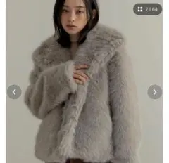 Re:EDIT ビッグカラー フェイクファーショートコート Mサイズ グレー