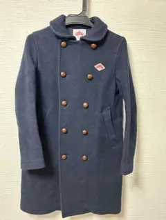 DANTON ウールダブルブレストコート ネイビー