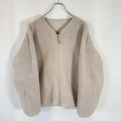 UNIQLO ユニクロ　ボアフリース Vネック フルジップ ベージュ　XL