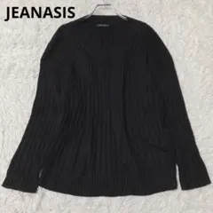 ジーナシス　ニット　セーター　長袖　Vネック　ワイドリブ　プルオーバー　ブラックのサムネイル