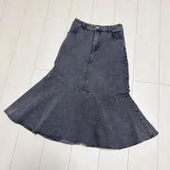 マーメイド フレア デニムスカート ブラック