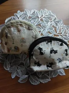 猫柄ハンドメイドポーチ2点セット