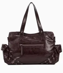 DEINET STUD POCKET BIG BAGバーガンディショルダーバッグ