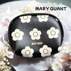 MARY QUANTマリークワントラウンド型ポーチブラック黒花柄