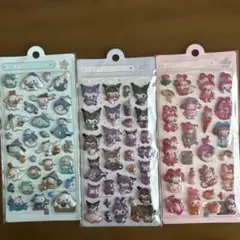 可愛的三麗鷗角色硬質貼紙三枚組