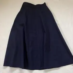 UNIQLO ストレッチ　コットンブレンド　サーキュラースカート　ネイビー　S