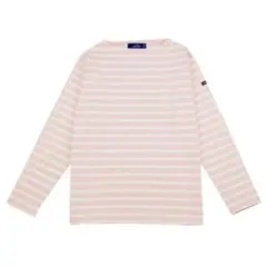 SAINT JAMES ホワイト/ピンクストライプ 長袖Tシャツ XS