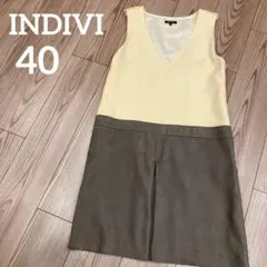 INDIVI ノースリーブワンピース　40 膝丈　Ｌ　スウェード調