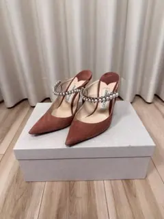JIMMY CHOO テラコッタ ポインテッドトゥ ミュール