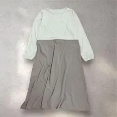 ドッキングワンピース　ウエストゴム調節可　ストレッチ　バイカラー