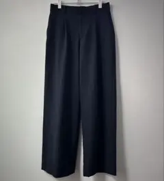 無印良品　タックストレートパンツ　レディスＬ　ダークネイビー