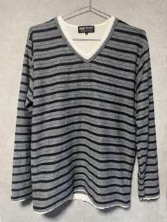 BEAMS ストライプ Vネック カットソー Mのサムネイル