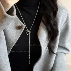 ハート Y字 ネックレス 韓国風 上品 シンプル 細見え こなれ感