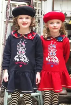 683【120】シャーリーテンプル　キャッスルpt.　カットソーワンピース　黒