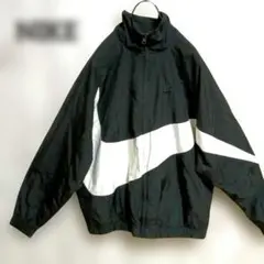 NIKE ナイキ ナイロンジャケット　黒　L ロゴ ビッグスウッシュ ジャケット