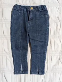 petit main プティマイン 裾スリット デニム パンツ