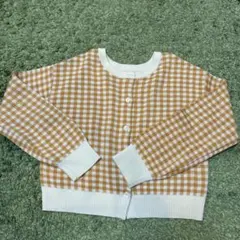 GU チェック柄 長袖カーディガン