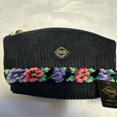 FEILER ブラック ポーチ 花柄刺繍