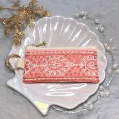 【インド刺繍リボン】ハンドメイド リップケース コインケース キーケース