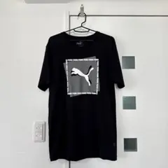 美品　PUMA ブラックTシャツ ロゴプリント　プーマ　スポーツブランド 黒