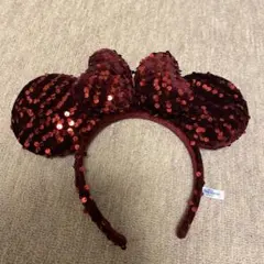 ミニー耳　赤　スパンコールカチューシャ