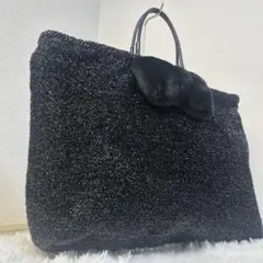 【美品】✨アンテプリマ トートバッグ ファーリボン　ブラック