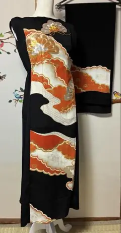 も*も様 着物　留袖　リメイロングワンピース　マーガレット風ストール　セット