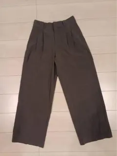 GU タックワイドパンツ ダークグレー(L)